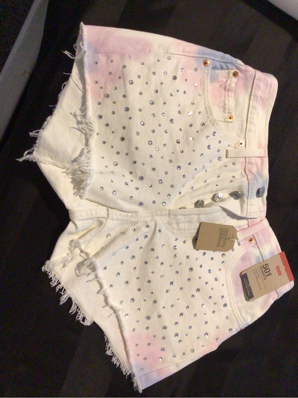Levi's White Denim Shorts with Pale Pink Accent